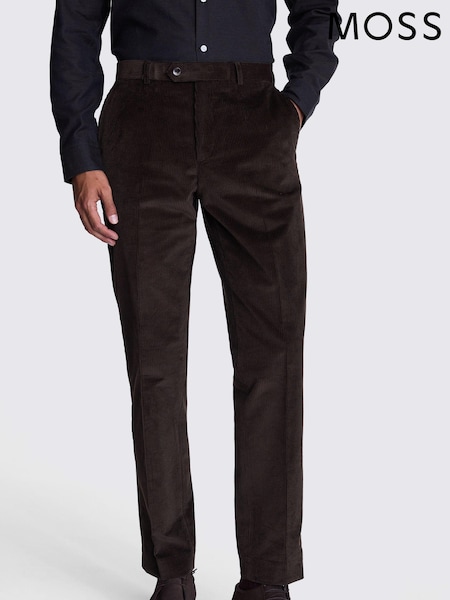 MOSS Brown Tailored Fit Corduroy 100% Cotton Trousers (AG1652) | £80