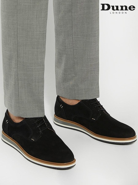 Dune London Black Wide Fit Blaksley Plain Toe Hybrid Sole Shoes (AG1668) | £109