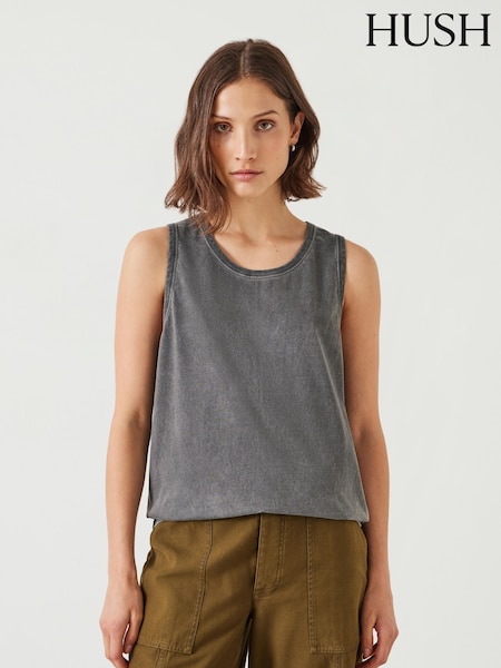 Hush Black Carla Relaxed 100% Cotton Tank (AG1936) | £32