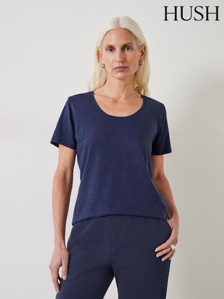 Hush Blue Hari Scoop Neck Slub T-Shirt (AG1986) | £29