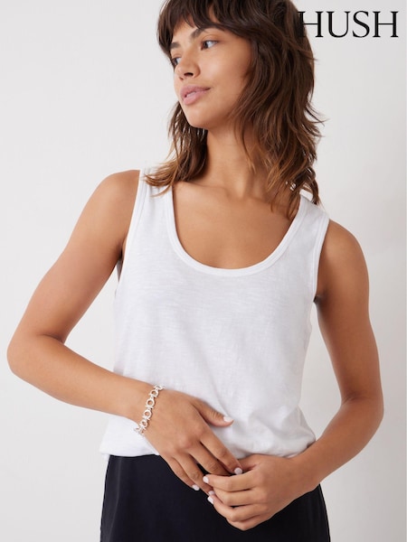 Hush White Cotton Slub Tank Top (AG2004) | £25