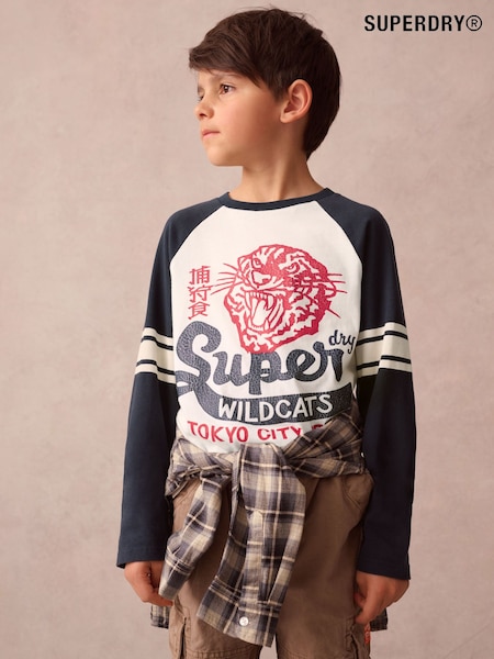 Superdry Navy/White Tiger Print Long Sleeve T-Shirt (AG2086) | £18 - £22