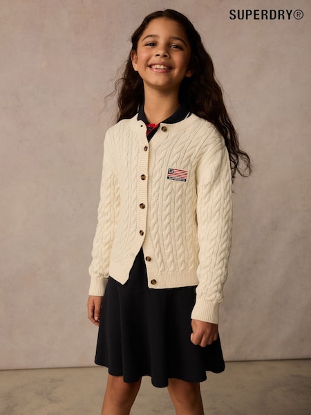 Superdry White Cable Knit Cardigan (AG2117) | £28 - £34