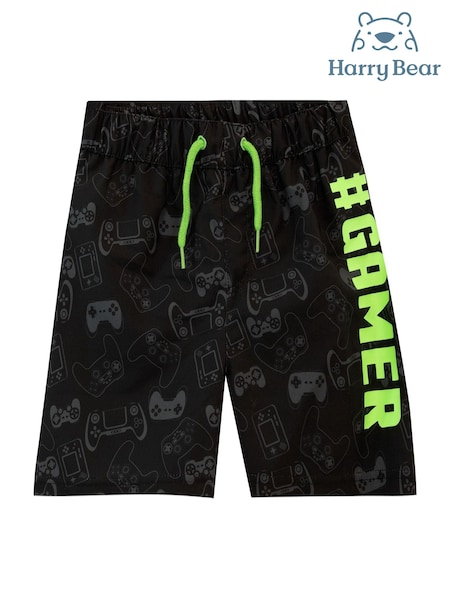 Harry Bear Black Gamer Swim Shorts (AG2167) | £12