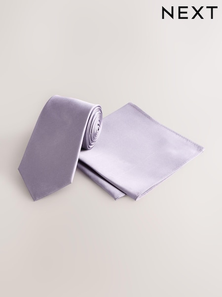 Purple Silk Tie And Pocket Square Set (AG2281) | £28