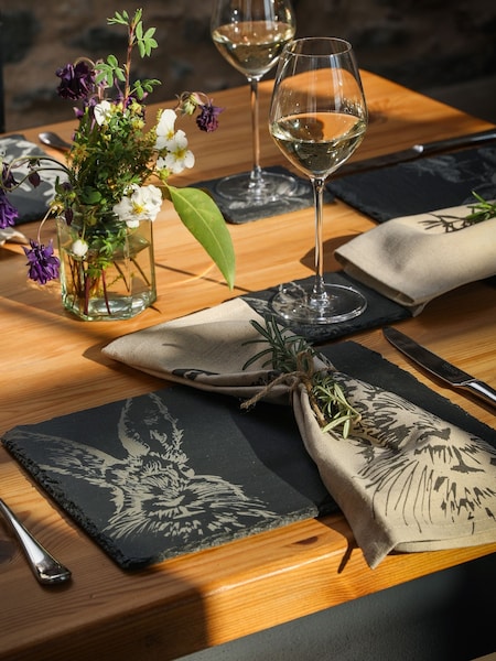 Selbrae House Slate Hare Coaster and Placemat Set (AG2446) | £45