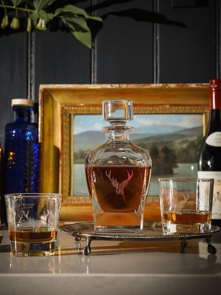 The Just Slate Company Clear Decanter & Glass Set - Stag Prince (AG2448) | £90