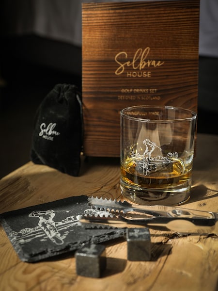 The Just Slate Company Grey Drinks Set - Golf (AG2476) | £42