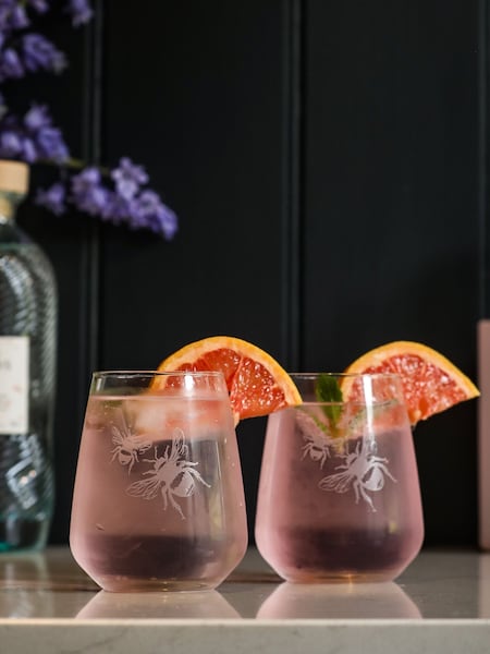 Selbrae House Set of 2 Clear Bee Stemless Glasses (AG2477) | £24