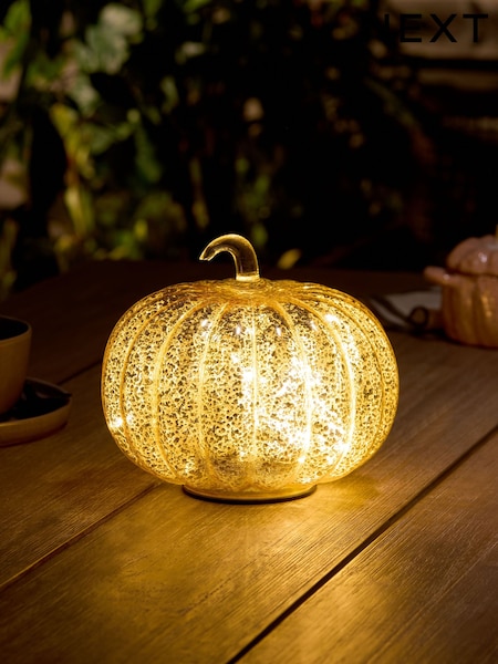 Orange Gold Mercury Glass Pumpkin Outdoor Solar Light (AG2728) | £35