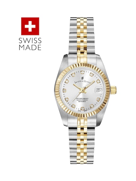 Jacques Du Manoir Silver Tone Ladies Swiss Made Inspiration Bracelet Watch (AG2729) | £160