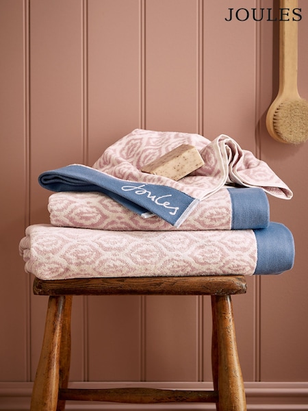 Joules Pink Leaf Trellis 100% Cotton Towel (AG2836) | £15 - £45
