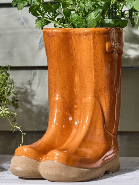 Dibor Orange Large Wellington Boots Planter (AG2850) | £35