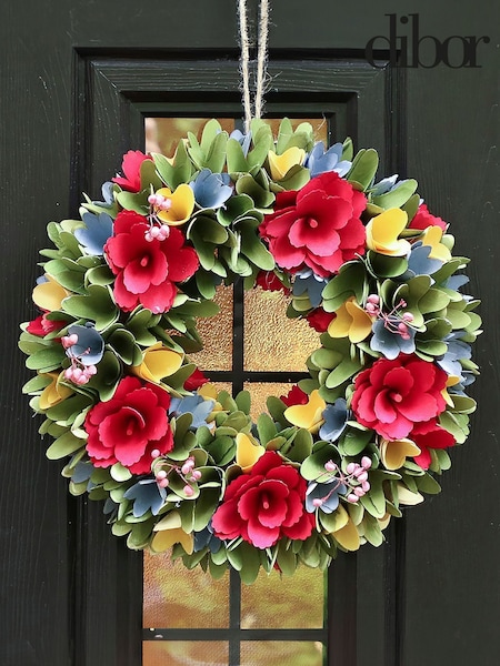 Dibor Green Rainbow of Colour Floral Wreath (AG2858) | £28