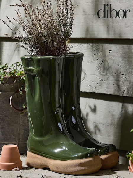 Dibor Green Large Wellington Boots Planter (AG2872) | £35