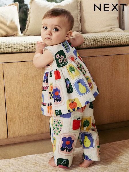 Multi Bright Strawberry/ Apple 100% Cotton Top and Trousers Set (0mths-2yrs) (0mths-2yrs) (AG2874) | £19 - £21