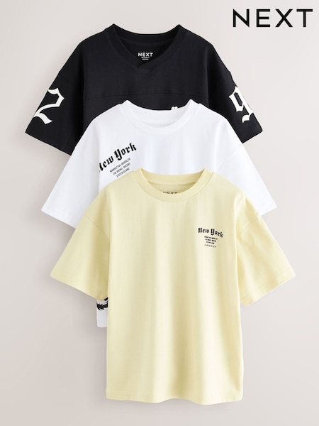 Black/White/Yellow Gorilla Relaxed Fit Graphic Print Short Sleeve 100% Cotton T-Shirts 3 Pack (3-16yrs) (AG3084) | £24 - £30