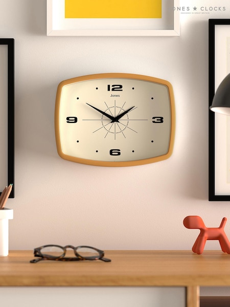 Jones Clocks Mustard Yellow Movie Wall Clock 25cm (AG3319) | £27