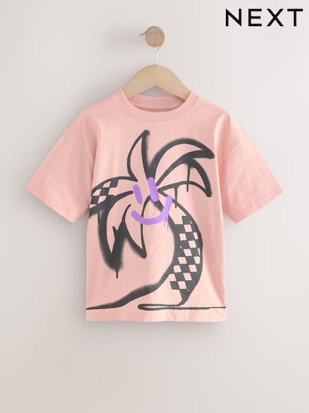 Peach Palm Relaxed Fit Short Sleeve Graphic Print T-Shirt (3-16yrs) (AG3359) | £6 - £9