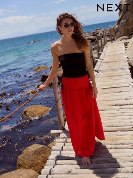 Red Drop Waist Maxi Skirt (AG3583) | £28