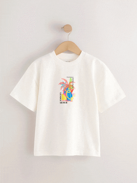 White Venice Beach Relaxed Fit Short Sleeve Graphic Print T-Shirt (3-16yrs) (AG3601) | £7 - £10