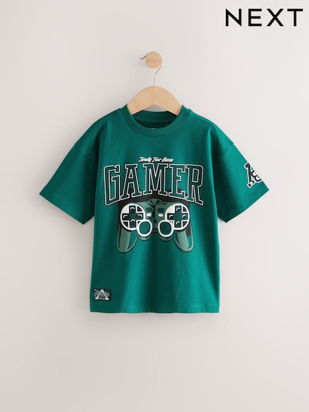 Green Gamer Relaxed Fit Short Sleeve Graphic Print T-Shirt (3-16yrs) (AG3603) | £6 - £9