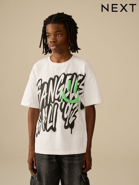 White Graffiti LA Relaxed Fit Short Sleeve Graphic Print T-Shirt (3-16yrs) (AG3618) | £7 - £10