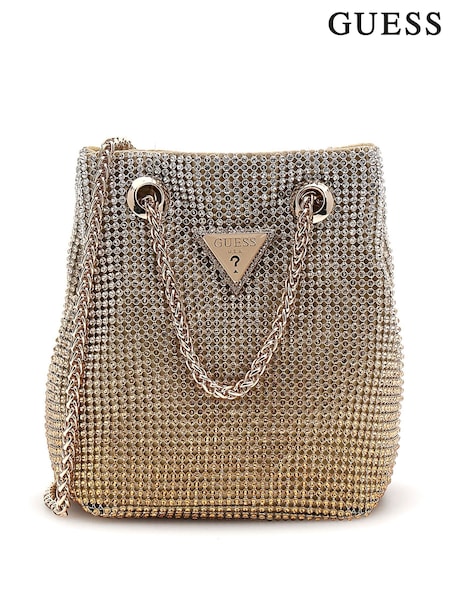 Guess Gold Diamante Zalina 100% Cotton Cross-Body Pouch Bag (AG3632) | £140
