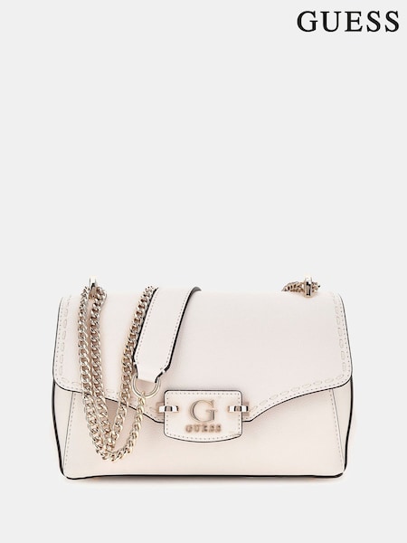 Guess Nastra Convertible Cross-Body White Flap Bag (AG3639) | £115