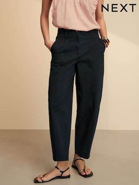 Black Barrel Leg Chino Trousers (AG3686) | £36