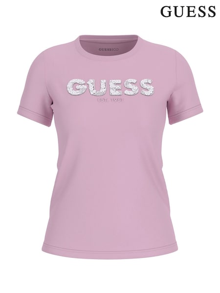 Guess Sequin Short Sleeve Logo T-Shirt (AG3724) | £40
