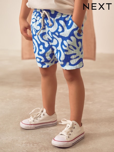 Blue Printed Soft Textured Pull On Shorts (3mths-7yrs) (AG3811) | £8.50 - £10.50