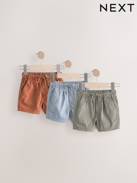 Orange/Sage/Blue Pull On Shorts 3 Pack (3mths-7yrs) (AG3812) | £15 - £19