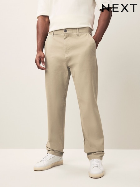 Stone Regular Tapered Fit Stretch Chinos Trousers (AG4042) | £24