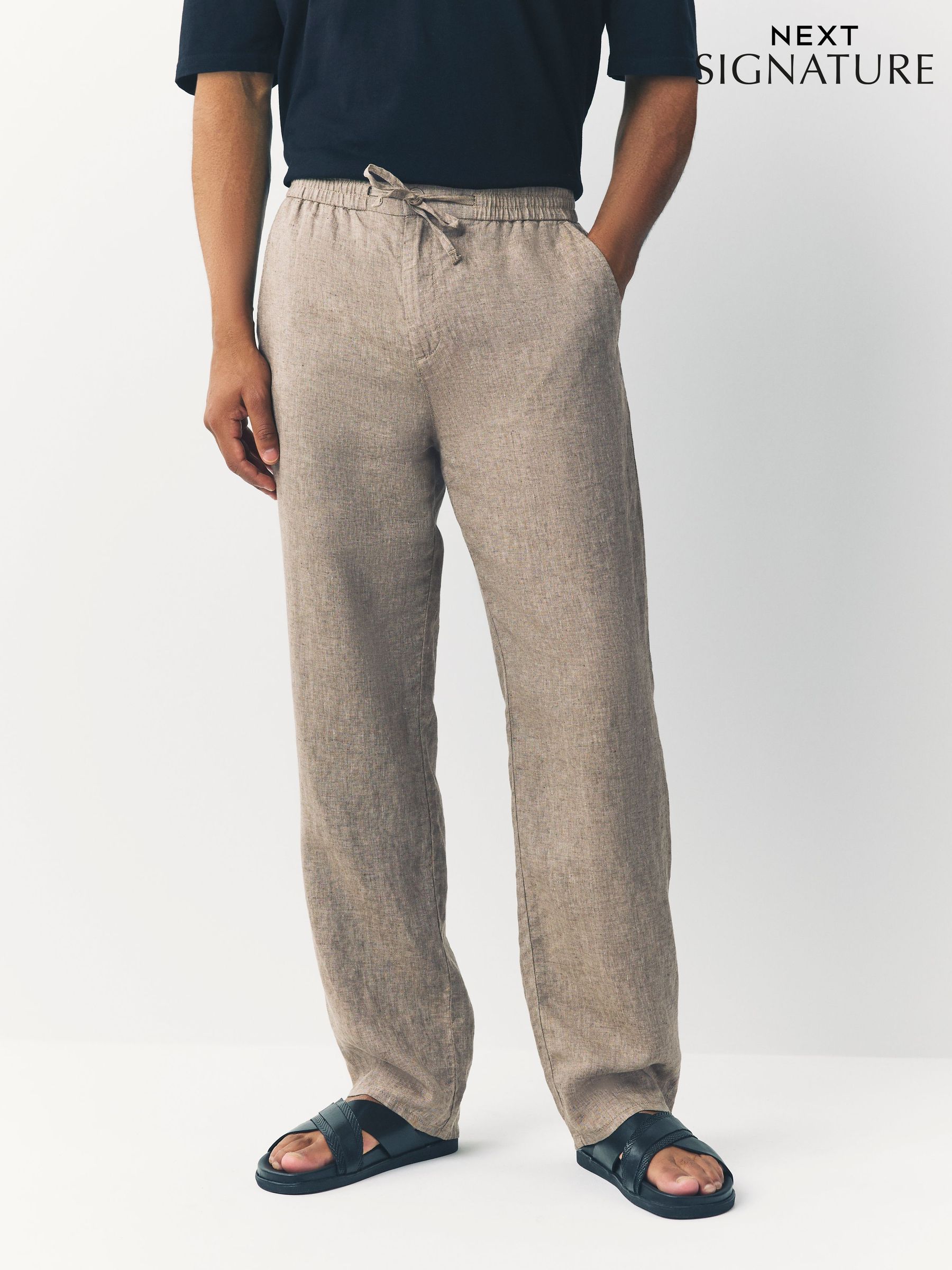 Men's Linen Trousers | Linen Drawstring Trousers | Next