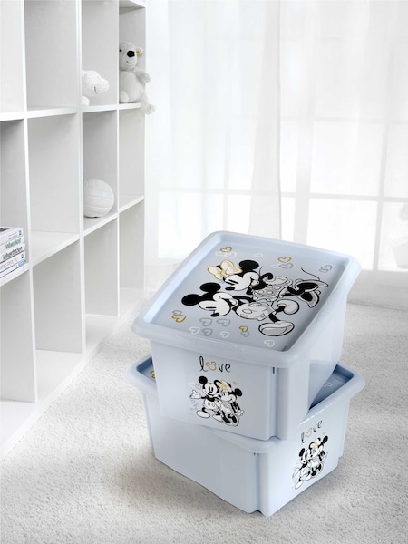 Keeper 2 Pack Blue Mickey Mouse Stacking Storage Box 24 Litre With Lid (AG4492) | £32