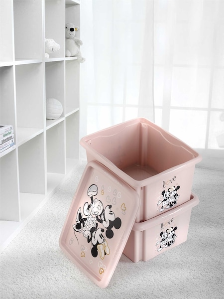 Keeper 2 Pack Nordic Pink Minnie Mouse15L Stacking Storage Box With Lid (AG4497) | £32