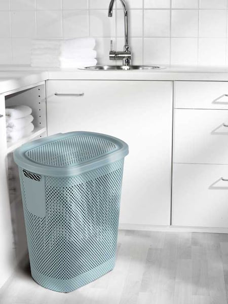 Keeper Nordic Blue Arne Laundry Hamper With Lid (AG4498) | £25