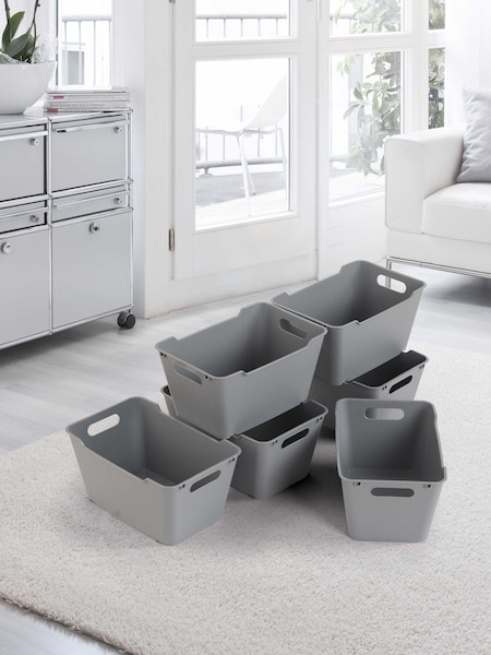 Keeper 6 Pack Nordic Grey Lotta 6L Stacking & Nesting Storage Boxes (AG4500) | £18