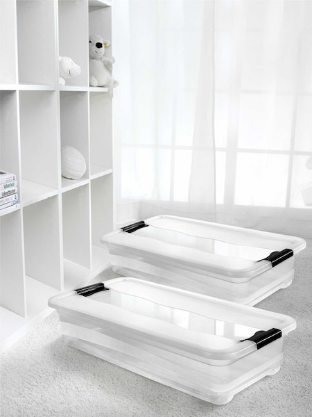 Keeper 2 Pack Crystal Clear Cornelia 33L Storage Box With Locking Clips (AG4509) | £34