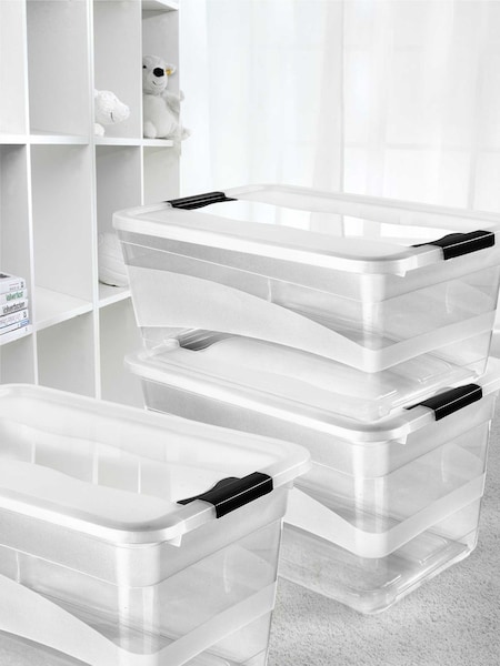 Keeper 3 Pack Crystal Clear Cornelia 52L Storage Box With Locking Clips (AG4519) | £50