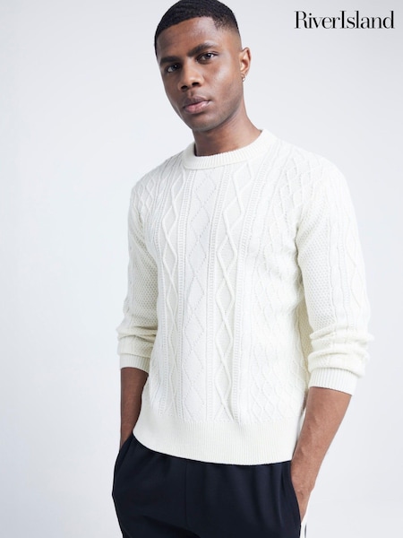 River Island Cream Cable Crew Jumper (AG4554) | £35