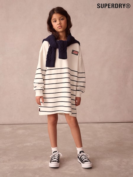 Superdry White Stripe Classic Flag Sweat Dress (AG4604) | £29 - £33