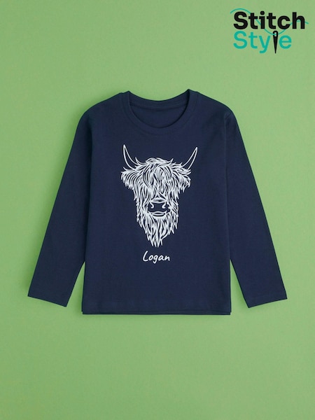 Personalised Boys Highland Cow 100% Cotton Pyjamas by Stitch Style (AG4638) | £35