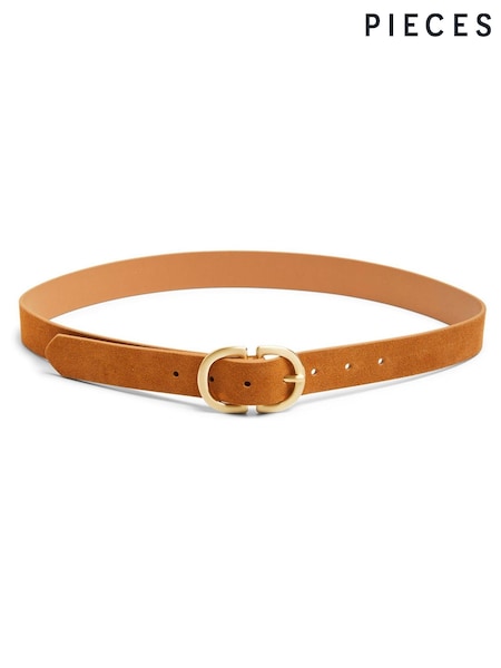 PIECES Brown Suede Buckle Belt (AG4653) | £22