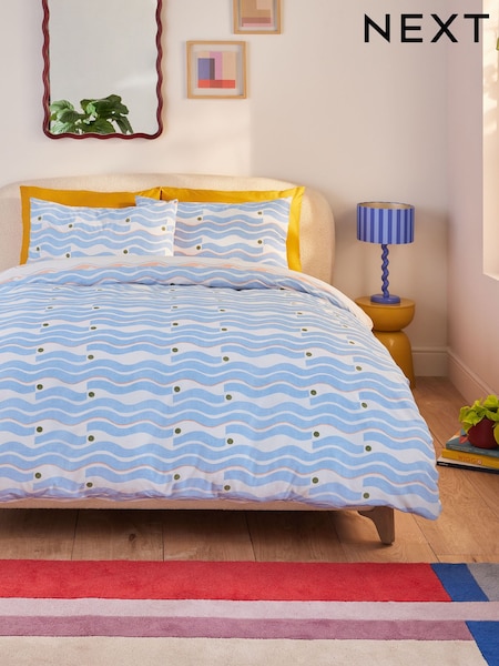 Multi Wave Geo Duvet Cover and Pillowcase Set (AG4673) | £14 - £30