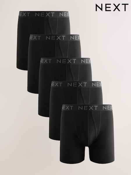 Black 5 Pack Sports Longer Length A-Front Boxers (AG4675) | £0