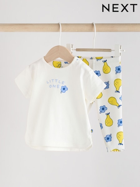 White/ Blue/ Yellow Fruit Baby Short Sleeve Top and Leggings Set 2 Piece (AG4704) | £11 - £13