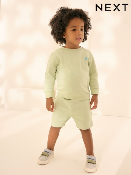 Sage Green Jersey Sweatshirt and Shorts Set (3mths-7yrs) (AG4797) | £9 - £13