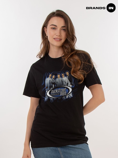 Brands In Black Backstreet Boys Poster Women Boyfriend Fit Music T-Shirt (AG4917) | £26